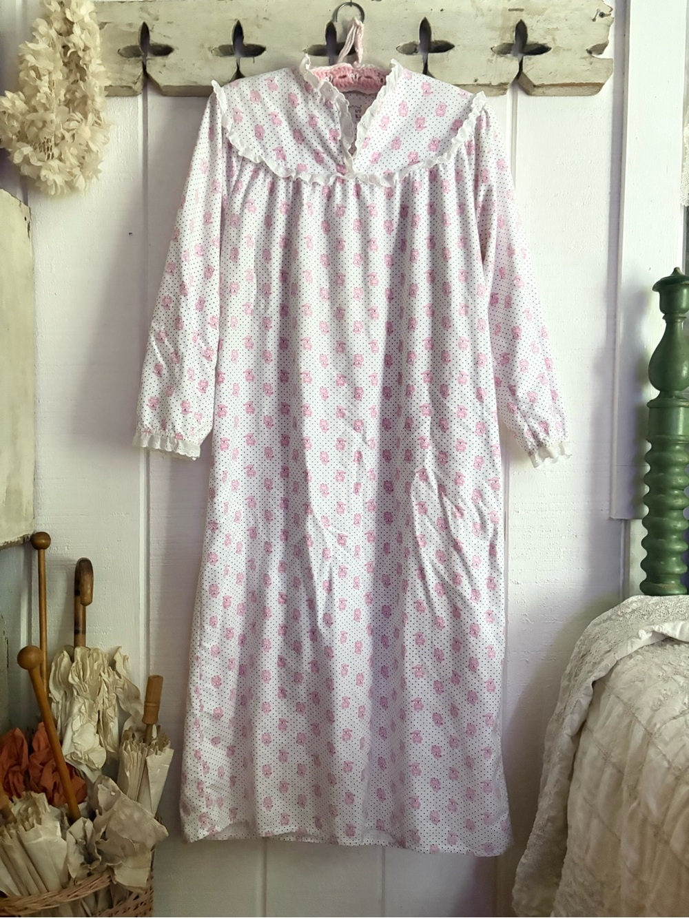 Vintage Cotton Flannel Nightgown Large